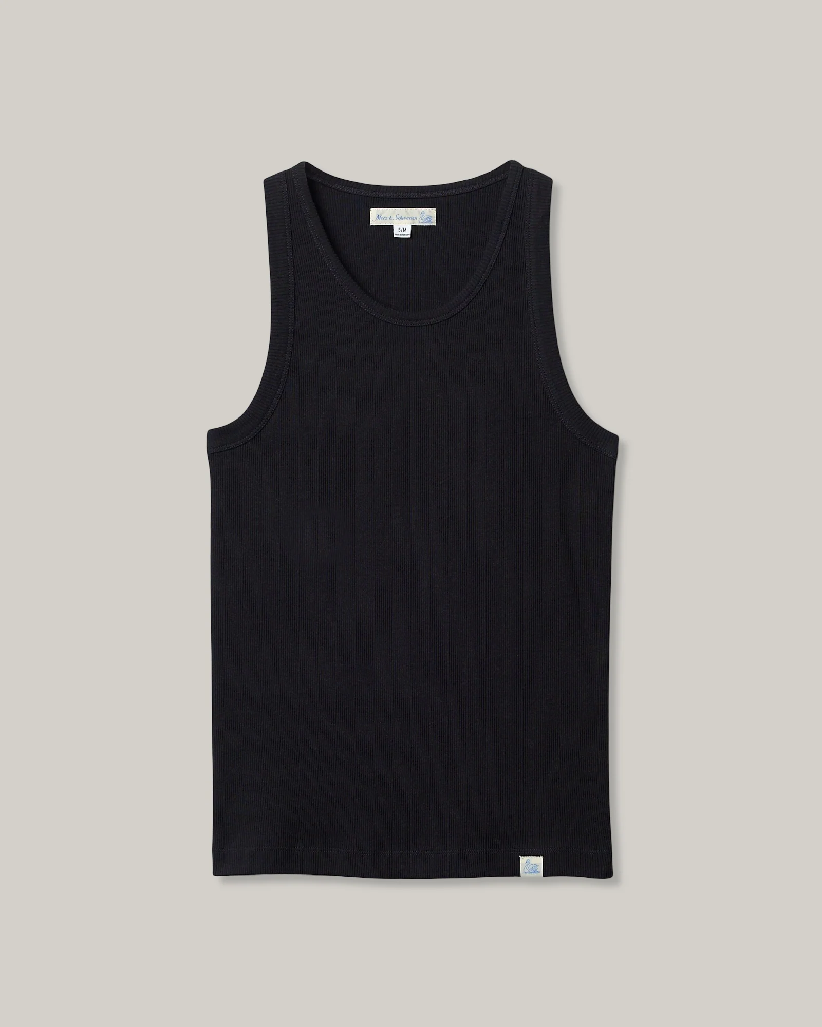 MERZ B. SCHWANEN ICONIC RIBBED TANK TOP - DEEP BLACK