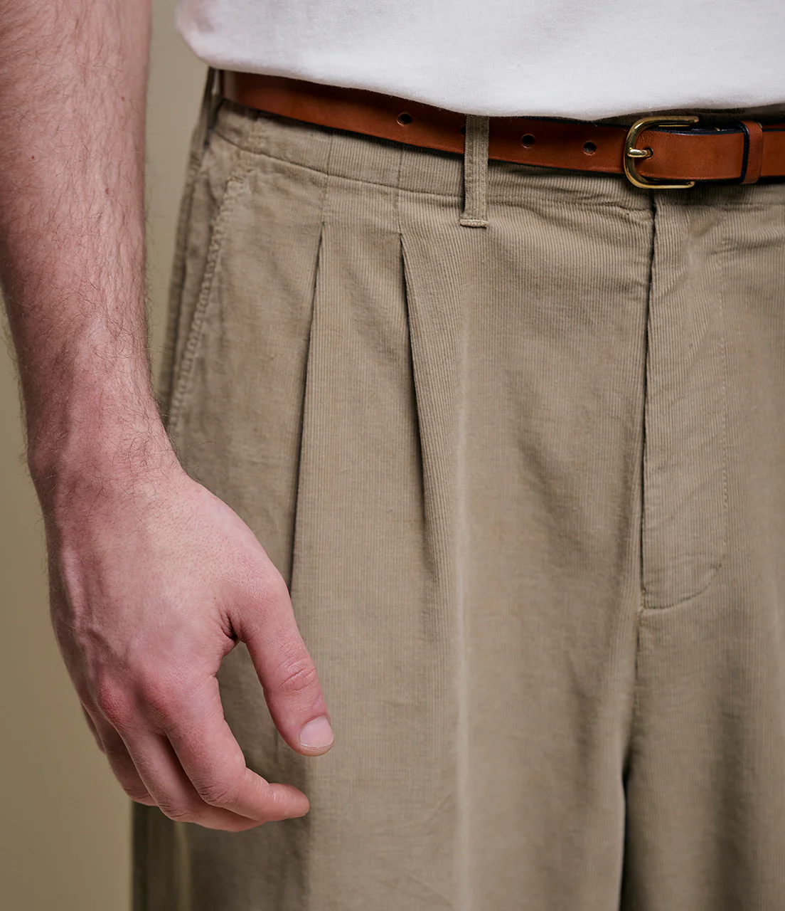 MERZ B. SCHWANEN UNISEX COTTON CORDUROY PANTS - DUSTED KHAKI - Image 5