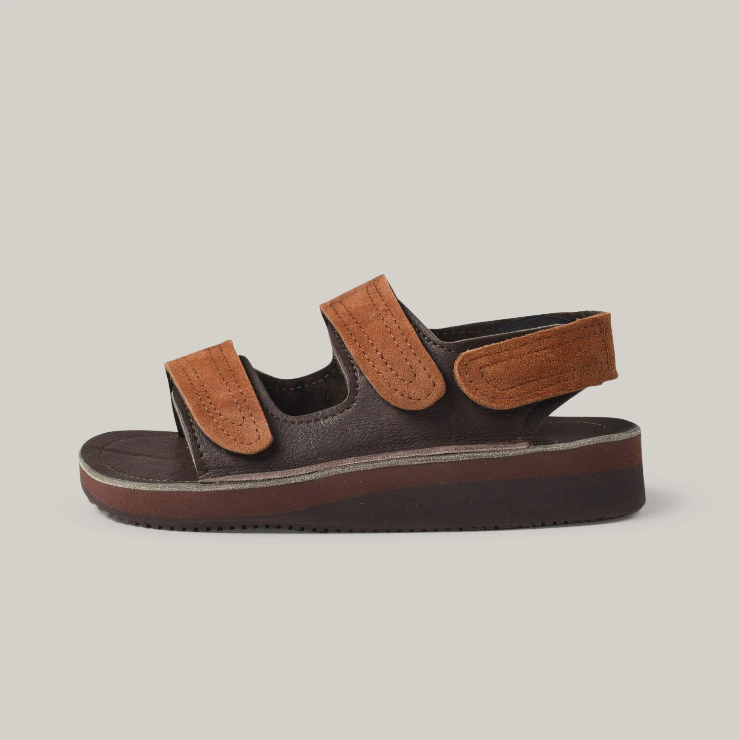 MONITALY LEATHER 3 STRAP SANDAL - TOBACCO X CHOCOLATE - Image 3
