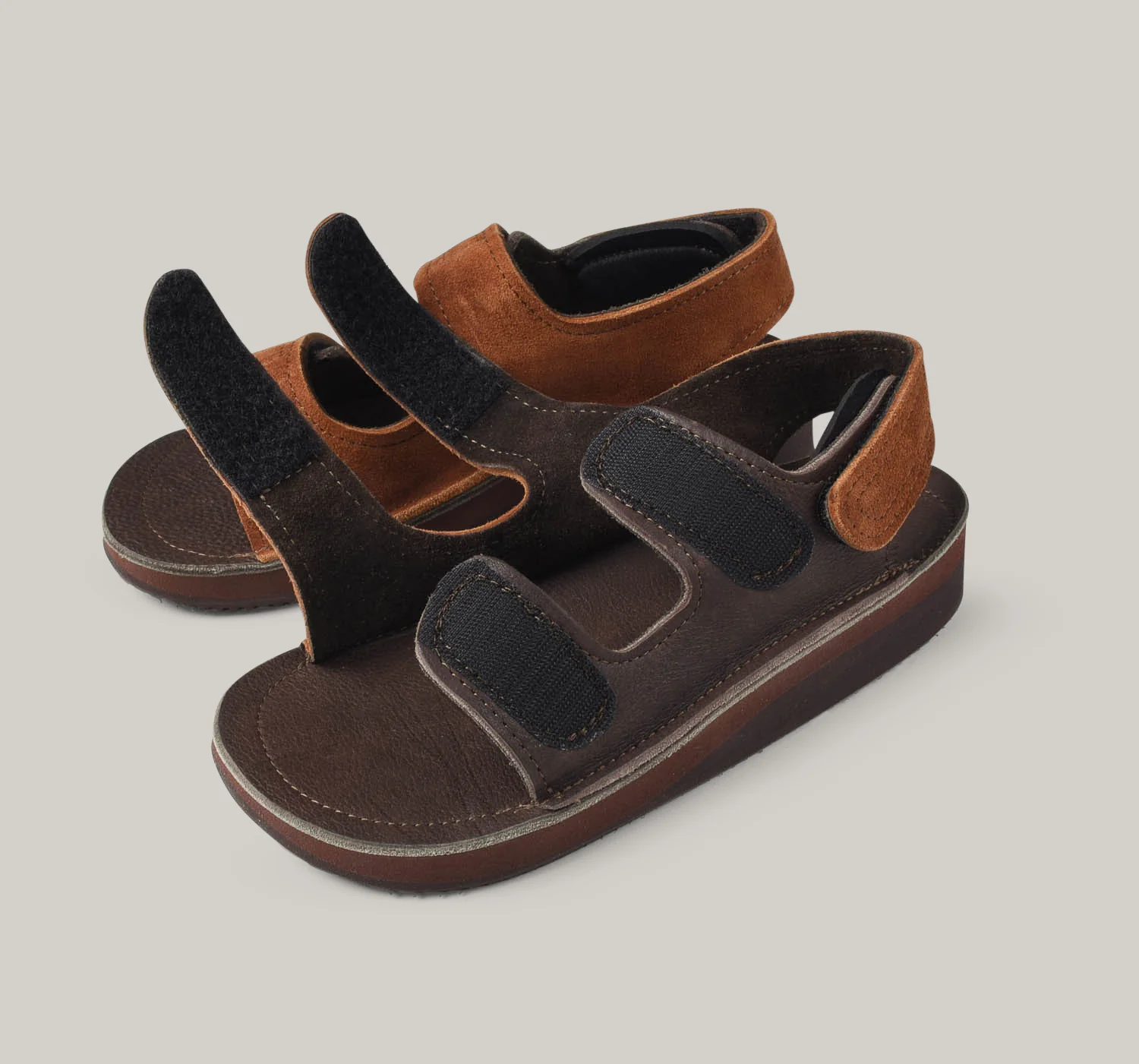 MONITALY LEATHER 3 STRAP SANDAL - TOBACCO X CHOCOLATE - Image 5