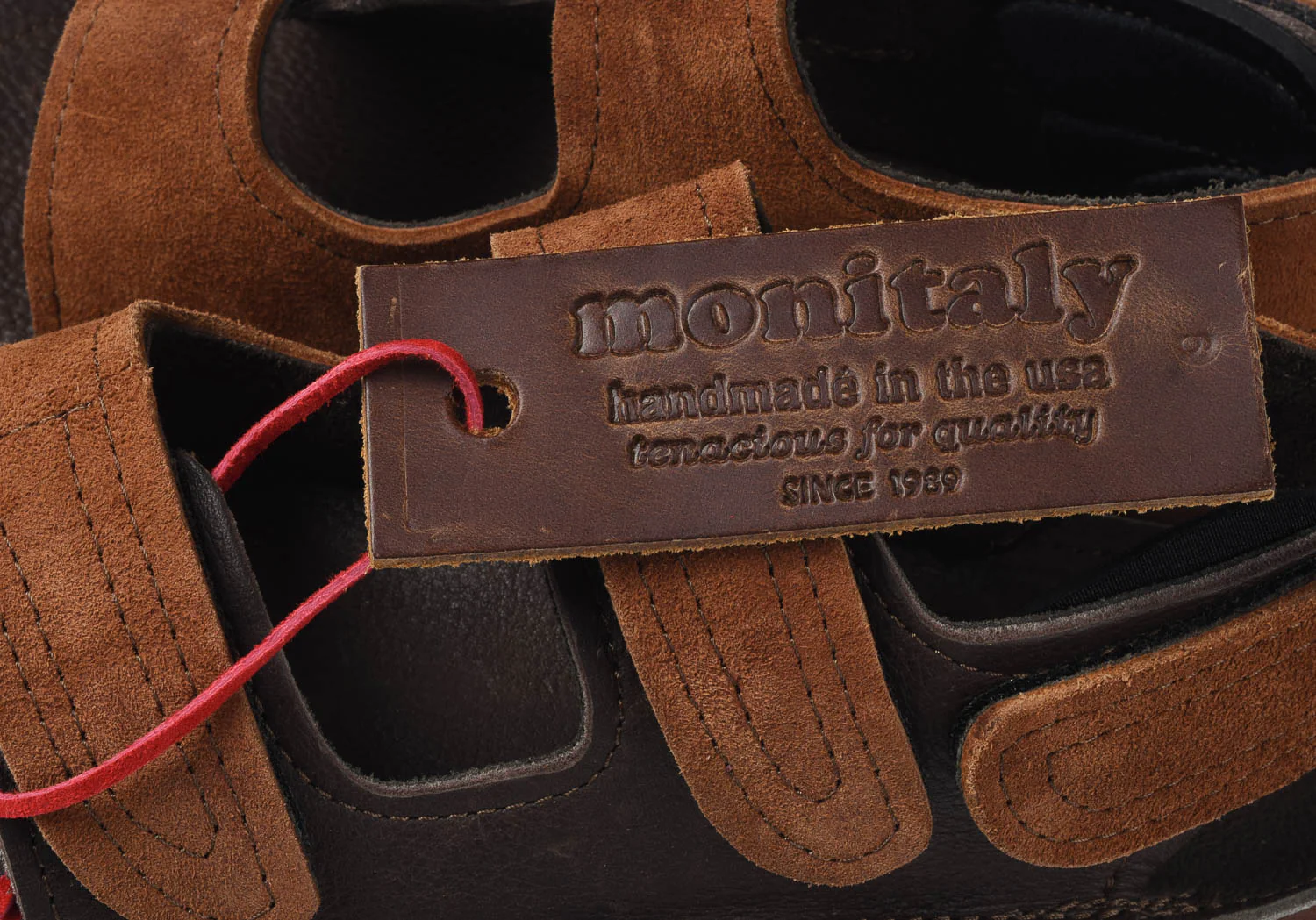MONITALY LEATHER 3 STRAP SANDAL - TOBACCO X CHOCOLATE - Image 7