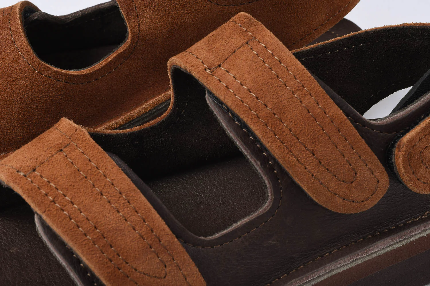 MONITALY LEATHER 3 STRAP SANDAL - TOBACCO X CHOCOLATE - Image 9