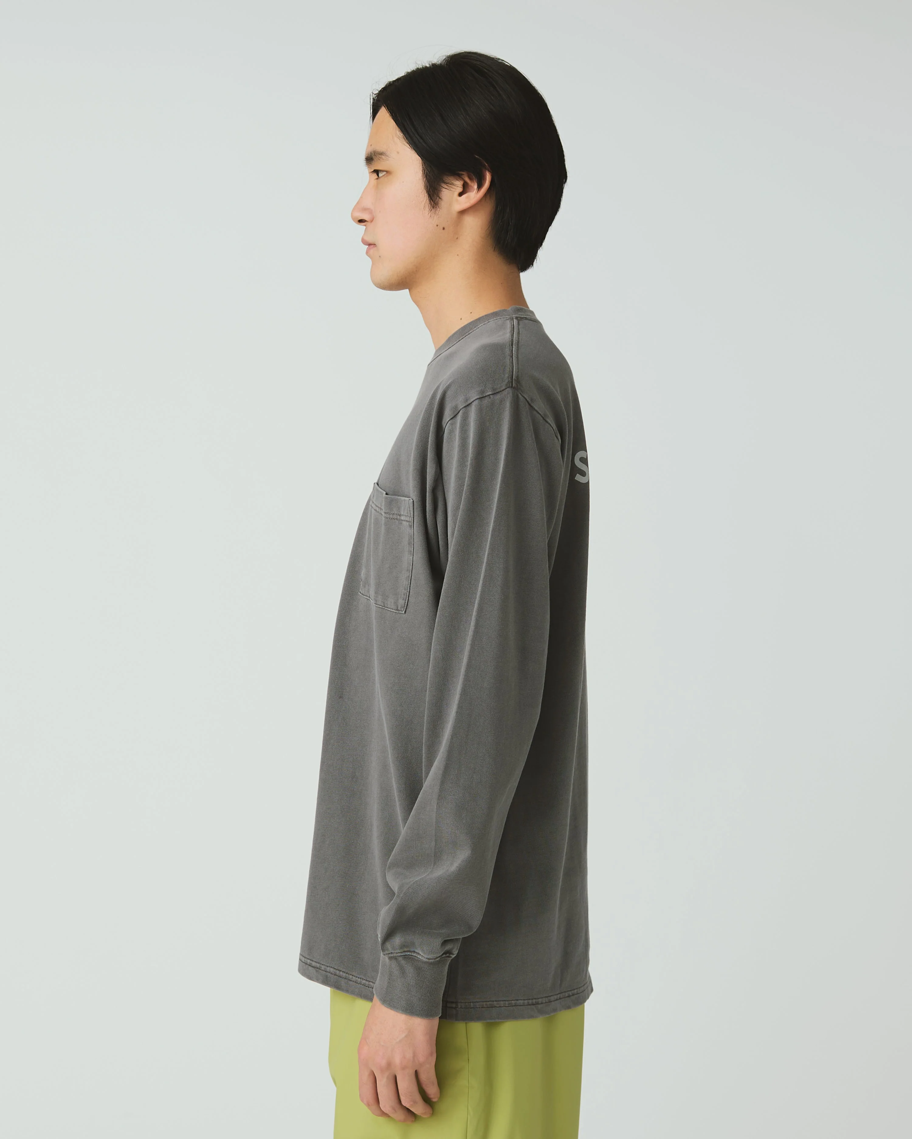 SNOW PEAK GARMENT DYED L/S T-SHIRT - CHARCOAL - Image 4
