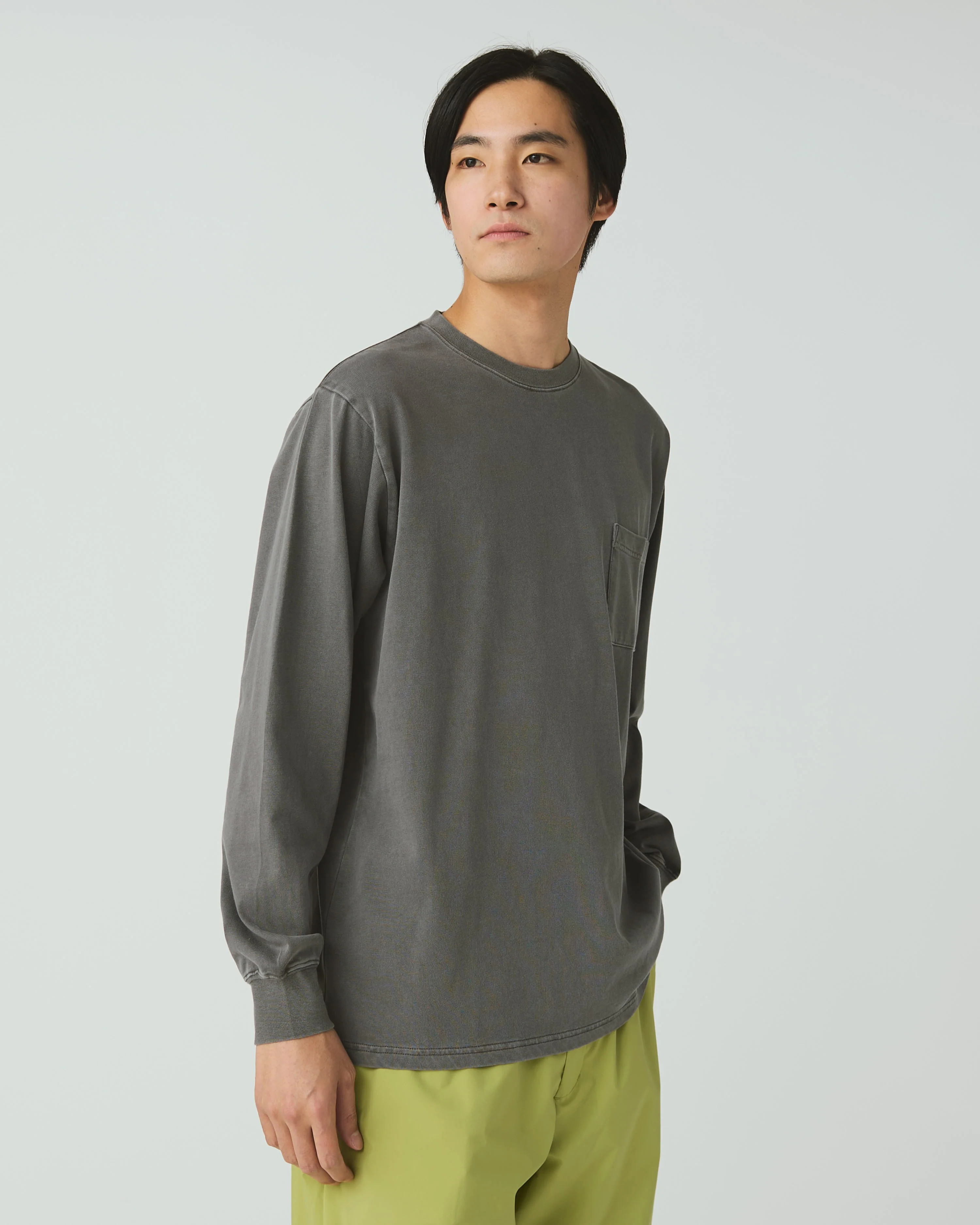 SNOW PEAK GARMENT DYED L/S T-SHIRT - CHARCOAL - Image 6