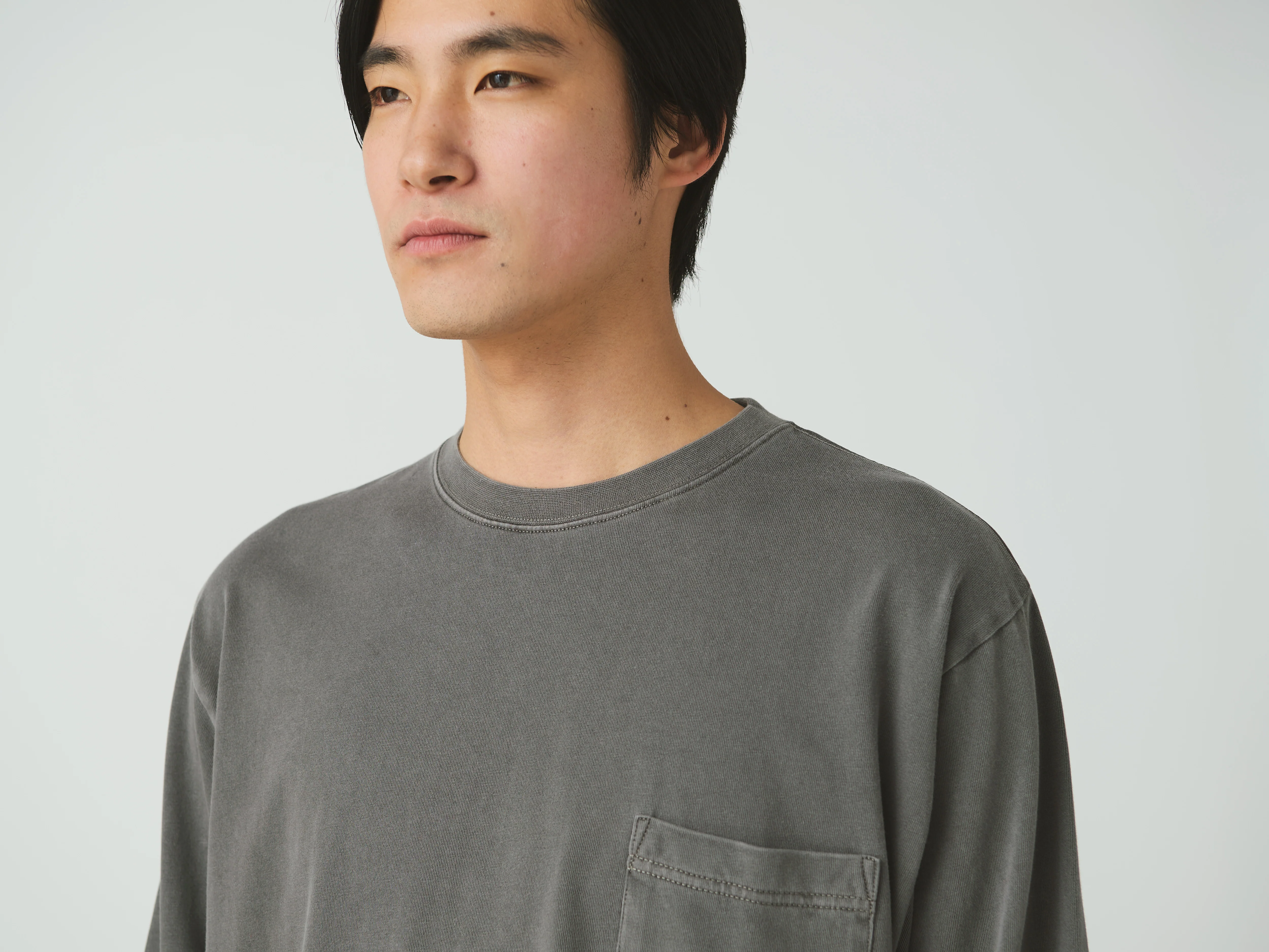 SNOW PEAK GARMENT DYED L/S T-SHIRT - CHARCOAL - Image 9