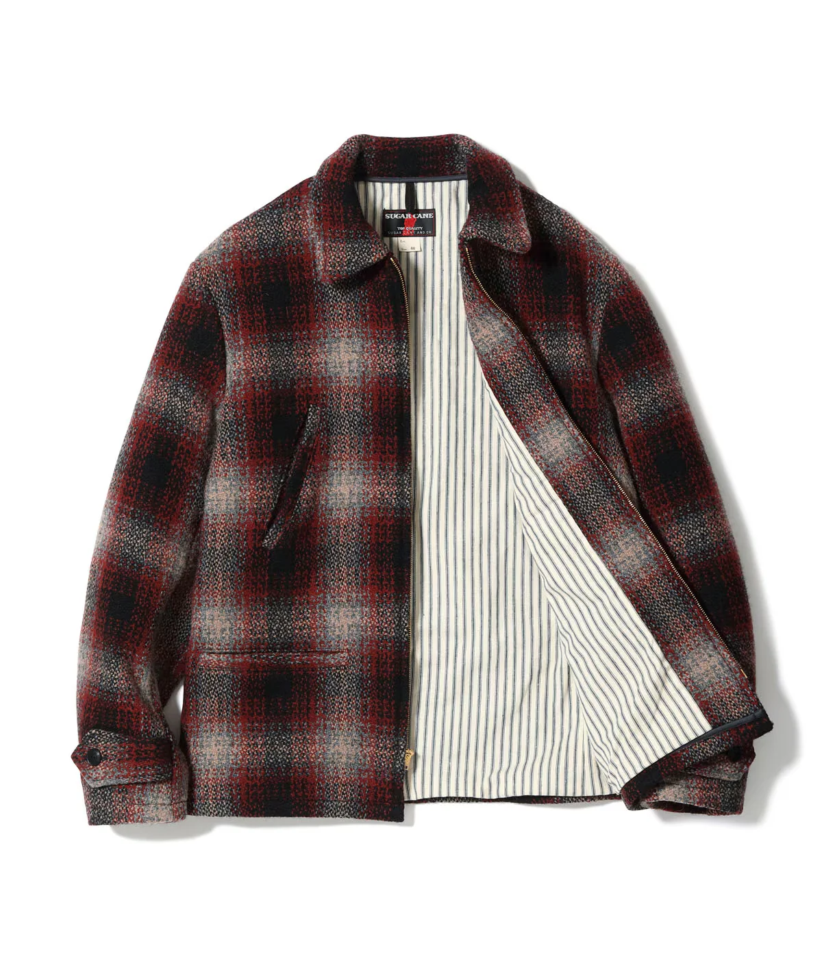 SUGAR CANE FICTION ROMANCE 24.75oz. WOOL PLAID SPORTS JACKET - RED - Image 3