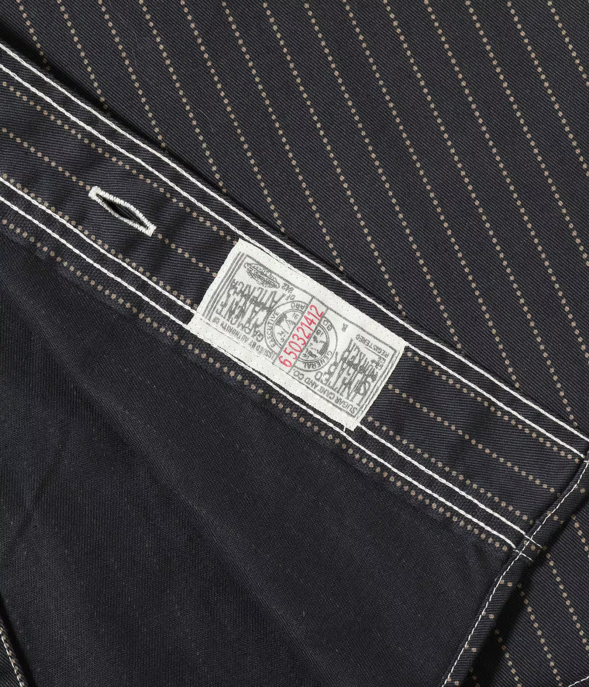 SUGAR CANE FICTION ROMANCE 8.5oz. WABASH STRIPE WORK SHIRT - BLACK - Image 10
