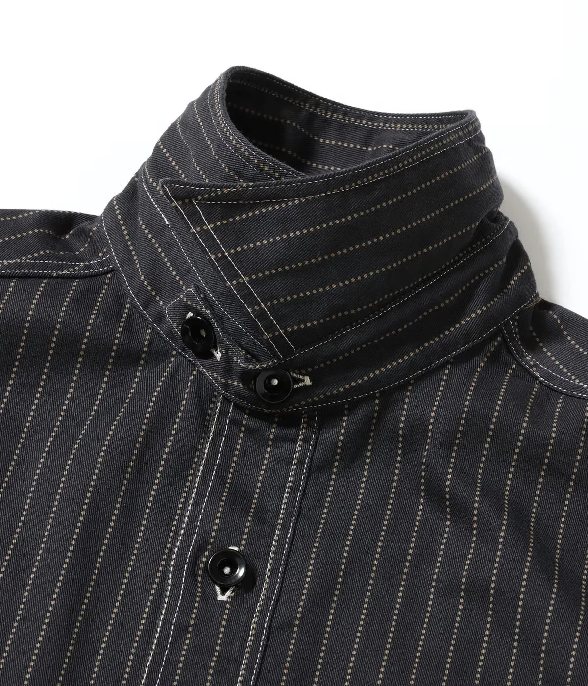 SUGAR CANE FICTION ROMANCE 8.5oz. WABASH STRIPE WORK SHIRT - BLACK - Image 5