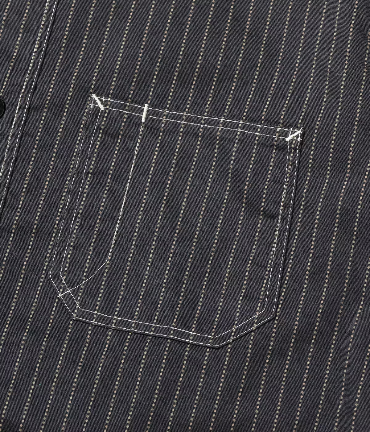 SUGAR CANE FICTION ROMANCE 8.5oz. WABASH STRIPE WORK SHIRT - BLACK - Image 6