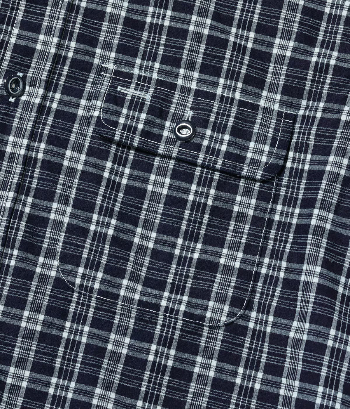 SUGAR CANE 'FICTION ROMANCE' INDIGO CHECK WORK SHIRT - NAVY - Image 6