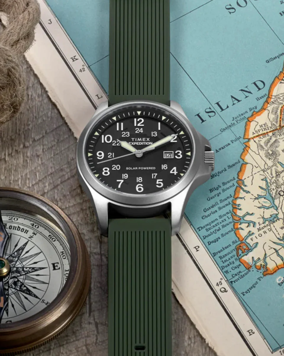 TIMEX EXPEDITION® FIELD POST SOLAR 41MM SILICONE STRAP WATCH - GREEN/ BLACK - Image 2