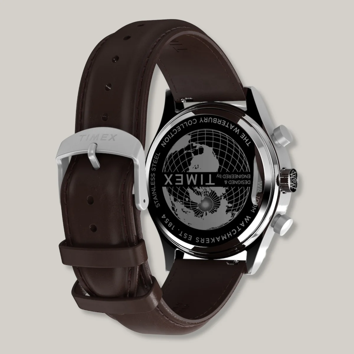 TIMEX WATERBURY CHRONO WATCH - BROWN LEATHER - Image 6