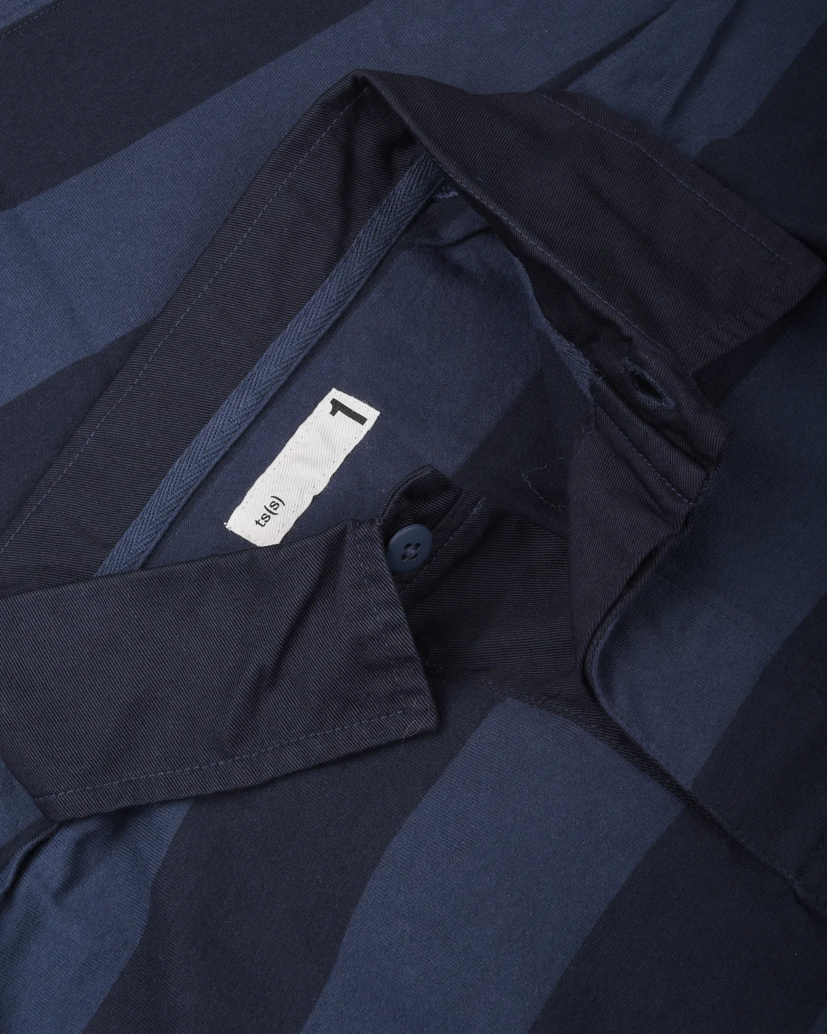 TS(S) WIDE STRIPE GARMENT DYE RUGBY SHIRT - NAVY - Image 2