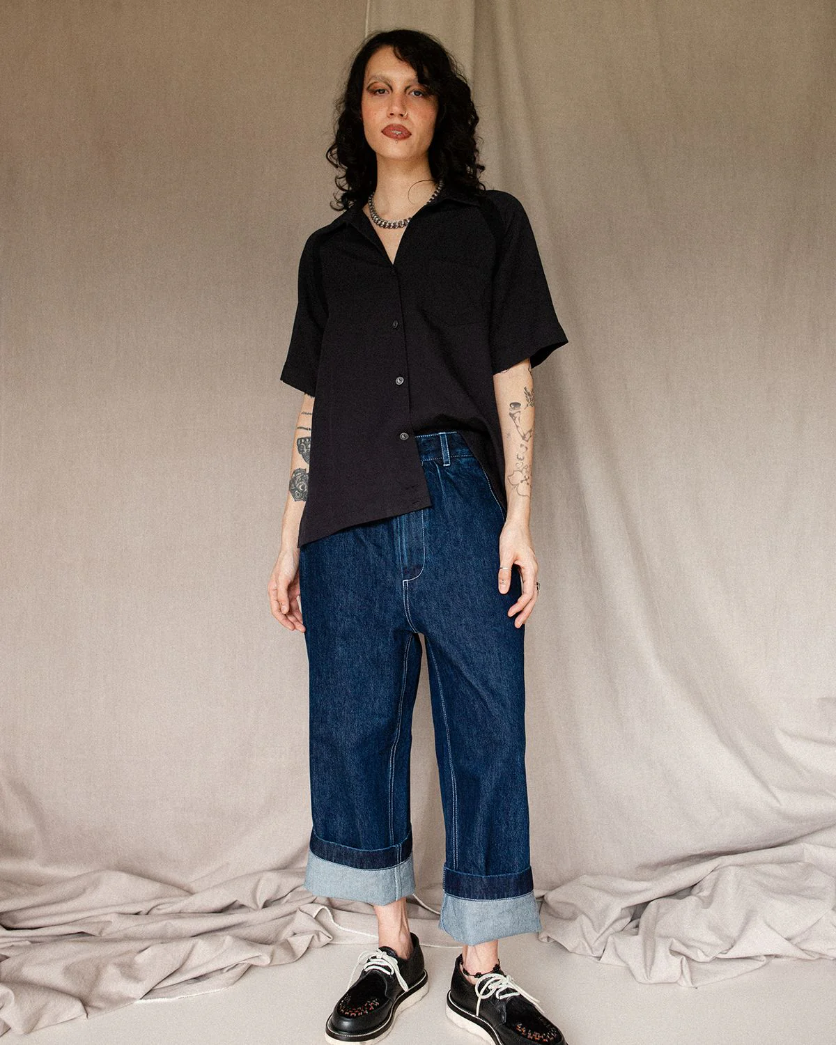 W'MENSWEAR BOWLING SHIRT - BLACK - Image 3