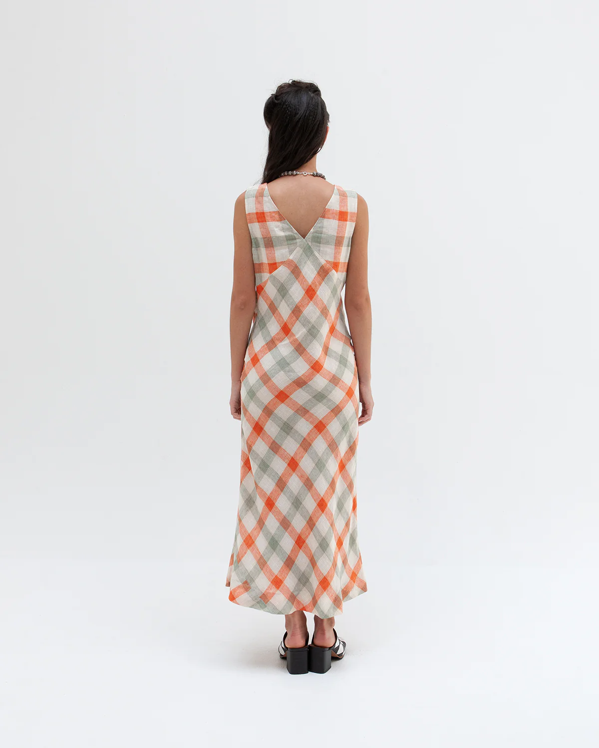 W'MENSWEAR BROOKLANDS DRESS - ORANGE CHECK - Image 3