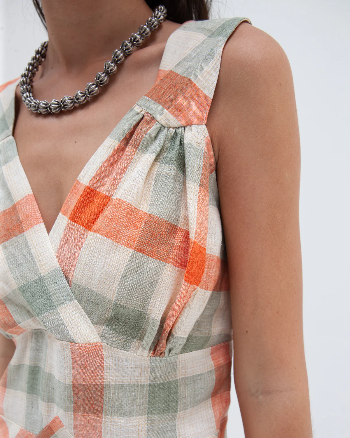 W'MENSWEAR BROOKLANDS DRESS - ORANGE CHECK - Image 5