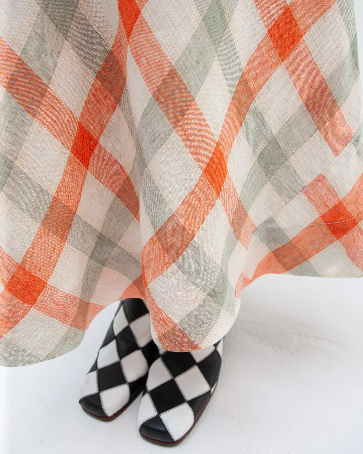 W'MENSWEAR BROOKLANDS DRESS - ORANGE CHECK - Image 7