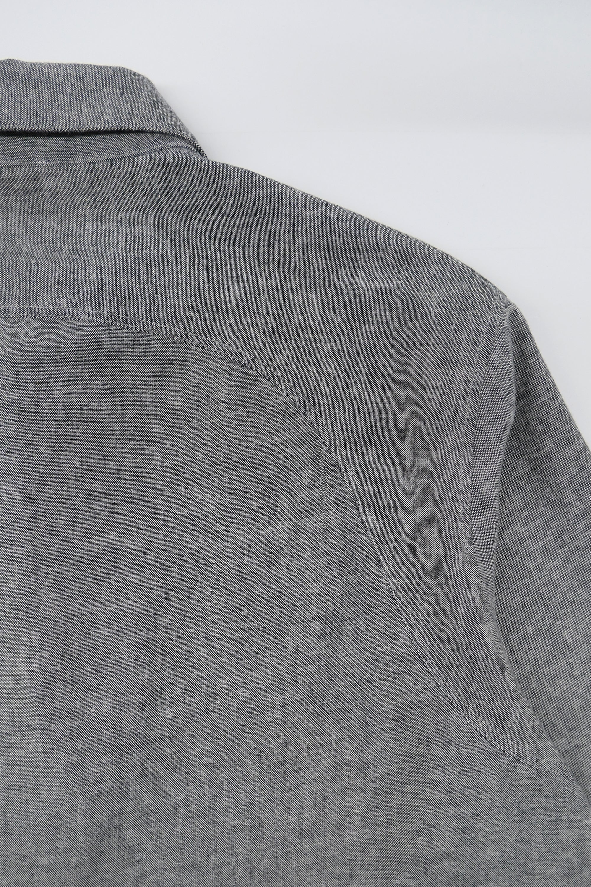 WORK WORKS MEN'S PATCH POCKET TANG SHIRT - YARN DYED GREY - Image 6