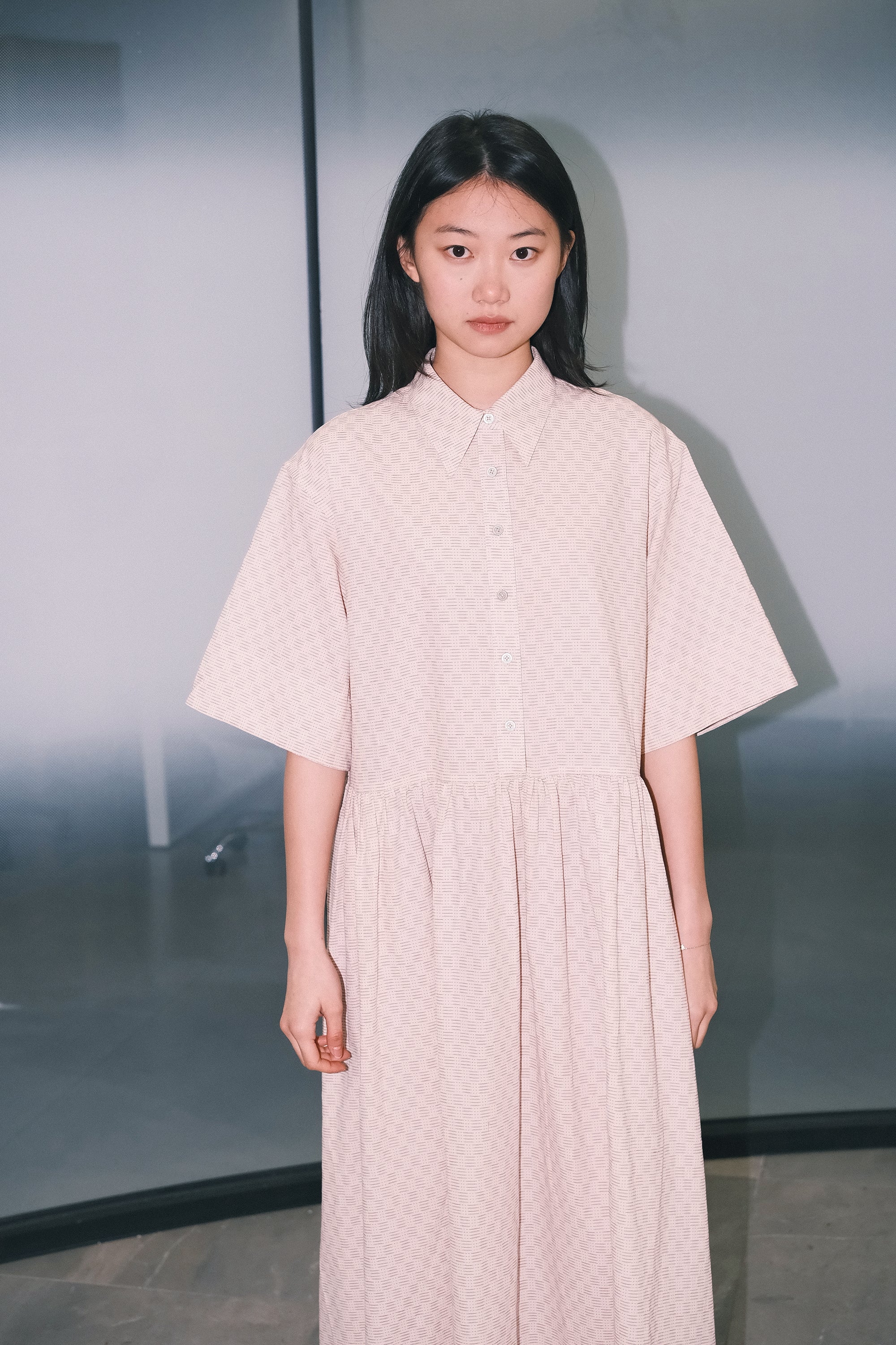 WORK WORKS OVERSIZED GATHERED PULLOVER DRESS - RED TEXTURED - Image 3