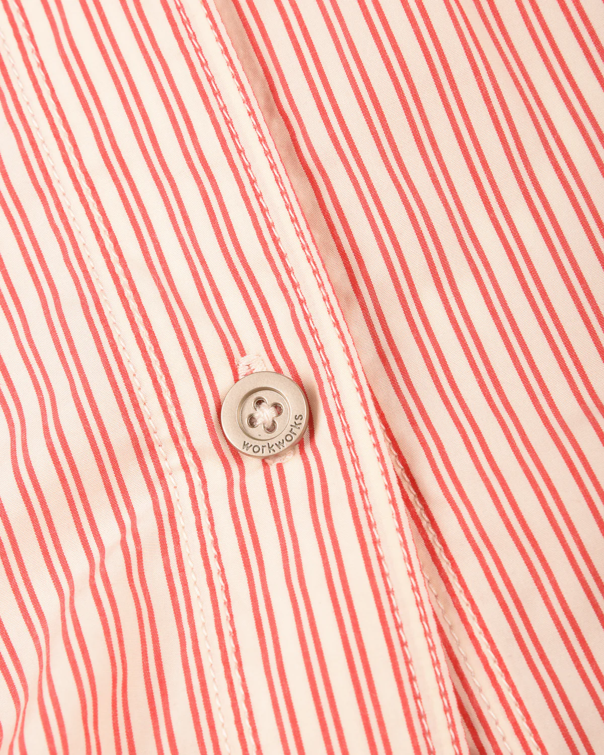WORK WORKS WOMEN'S ROUND COLLAR SHIRT - RED STRIPE - Image 5