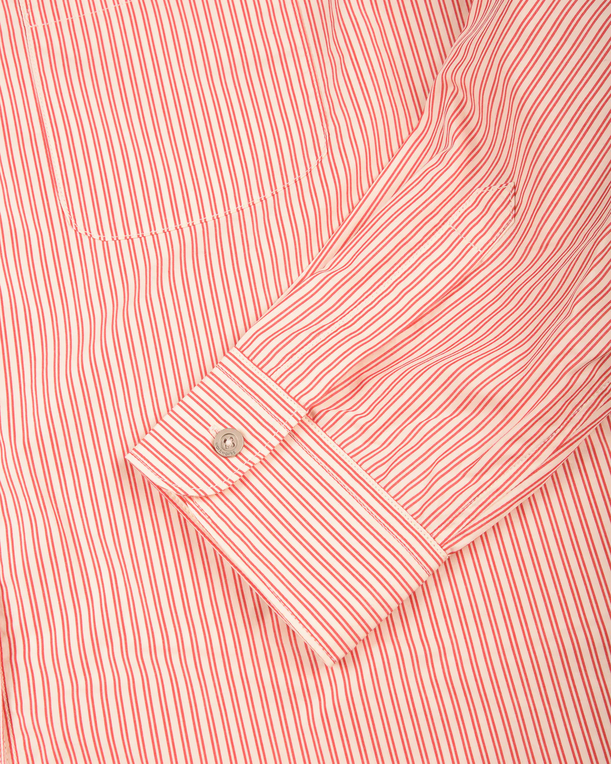 WORK WORKS WOMEN'S ROUND COLLAR SHIRT - RED STRIPE - Image 6